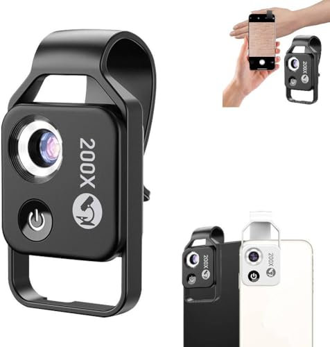 Nano Zoom 200x for iPhone,Nanozoom 200x Magnification Zoom for Iphone,200x Phone Mini Pocket Microscope,Phone Microscope Lens,High-tech Clip-on Lens,Built-in Light,Hd