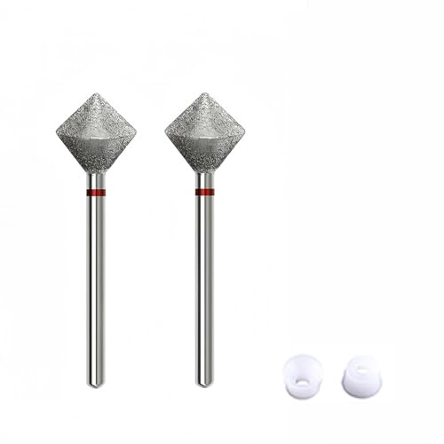Acycoin2A - 2 fresas rotativas de diamante rombo de 10 mm con vástago de 0.08 pulgadas