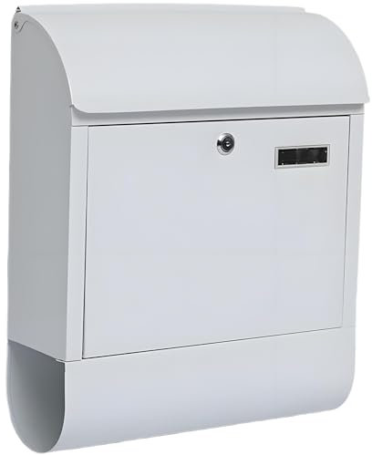 YCYRF Buzon Exterior Blanco Metálicos de Pared con Cerradura, Buzones Comunidad Grande con Compartimento para Periódicos, Panera Exterior para Casa, Oficina o Apartamento 39×14×47cm