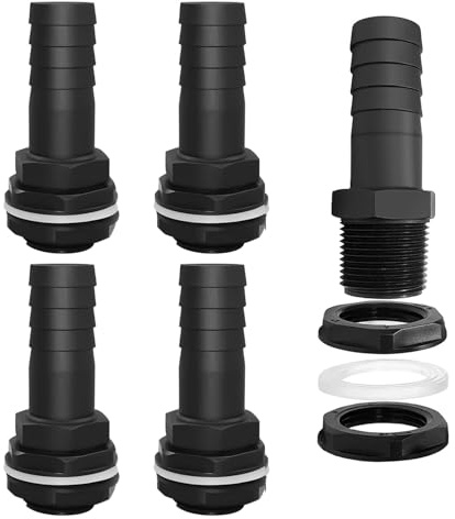 4 Stück Regentonnendurchführung 1 Zoll, Tankdurchführung 1 Zoll, Pvc Schlauchanschluss 25mm, 25mm Schlauchanschluß, Pvc Schlauchtülle, Regenfass Verbinder, für Regentonne, Wassertanks, Zisternen