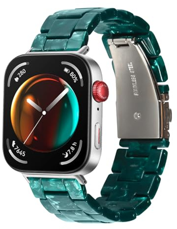Harz Ersatzarmband Kompatibel mit Huawei Watch Fit 3 Armbänder mit Faltschließe Schnellverschluss Leicht Ersatz für Damen Herren Armbänder für Huawei Watch Fit 3 Band