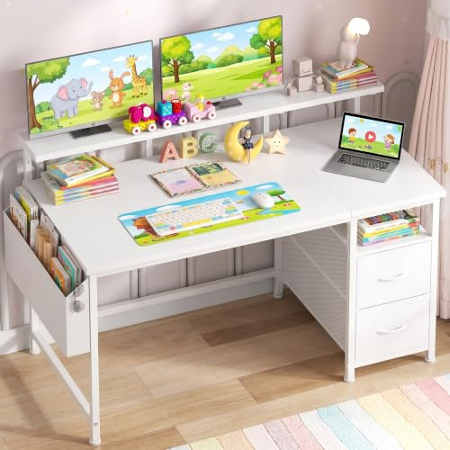 Klyvvo 100x48 cm Rechteckig Schreibtisch für Studieren, Homeoffice, Gaming