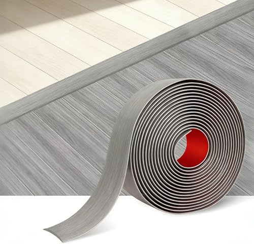 2m*4cm Tira Divisoria de Puerta de Piso Autoadhesivo,Banda de Transición Flexible para Suelos con Vetas de Madera Banda de Cobertura para Cubrir Huecos Entre Suelos (Vetas de Madera Grises)