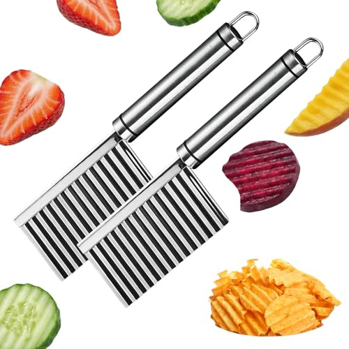 givuaime Wellenschneidwerkzeug für Pommes, Obst & Gemüse, 2025 Neuest wellenschneider, küchen Gadgets, Pommesschneider, wellenmesser manuell zum Gemüse,Pommes, Butter, und Obst (A -2PCS)