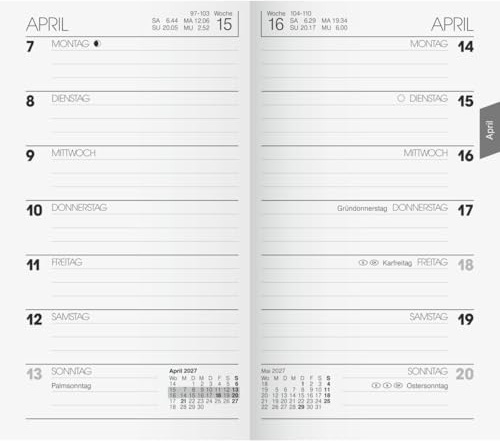 BRUNNEN Kalender BRUNNEN Wochen-Ersatzkalendarium Mod. 758 2027 | 87×153 mm, Karton, weiß | 8,7×15,3 cm, Karton, weiß