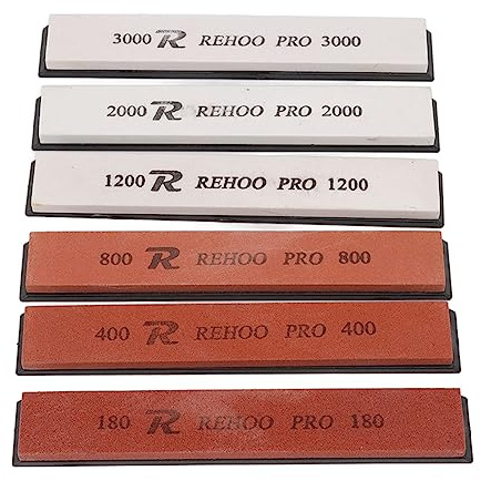 6PCS White Corundum Sharpening Stones Set Professional Knife Sharpener Whetstone Kit for Kitchen Tools and Chef 180 400 800 1200 2000 3000 Grit