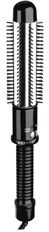 Conair Instant Heat Curling Iron Brush, 1 1/4-Inch Barrel Curling Brush for Short Hair, 30-Second Heat-Up with 25 Heat Settings for All Hair Types, Black