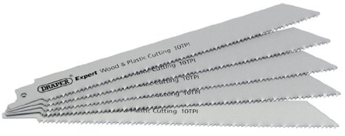 Draper 02302 Expert 150mm 10 Teeth Per inch Bi-Metal Reciprocating Saw Blades for Wood and Plastic Cutting (Pack of 5)