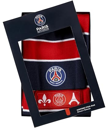 Geschenkset Mütze und Schal PSG, offizielle Kollektion Paris Saint Germain, Einheitsgröße für Erwachsene und große Jugendliche