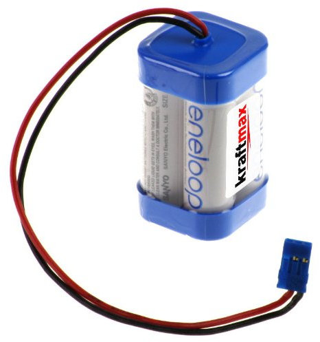 Kraftmax Akkupack Würfel [ F2x2 ] mit Eneloop AA Akkus - 4,8 Volt / 2000 mAh - passend für Graupner Empfänger - Akku der neusten Generation