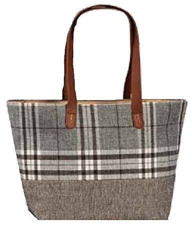 Fabrizio Strandtasche Einkaufstasche Schottenmuster Umwelttasche Damen (grau)