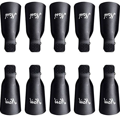 10 Piezas Clip de Removedor de Esmaltes de Uña Pinza de Arte de Uñas de Acrílico Herramienta de Manicura (Negro)