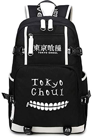 WANHONGYUE Tokyo Ghoul Anime Backpack Schüler Schultasche Laptop Rucksäcke Freizeittasche Daypack Schwarz-10