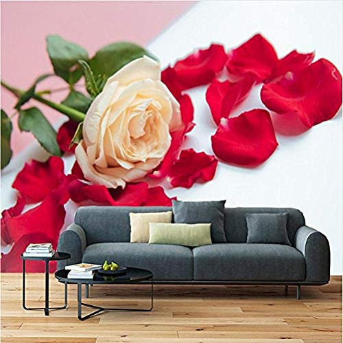 Fotomurali personalizzati foto 3D moderno giallo rosa fiore petalo soggiorno tv sfondo camera 3D pittura murale carta da parati complementi arredo casa 200x140 cm
