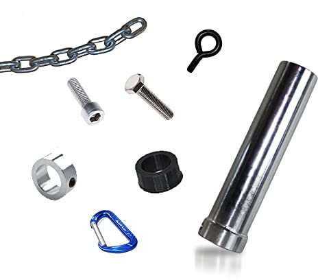 ALLN-1 F2 Multifunction Adapter Pro Pack, Adapter with Carabiner and Chains for Resistance Bands and Olympic Weight Plates, Loading Pin Workout Equipment for Weight Training (12 Inches)
