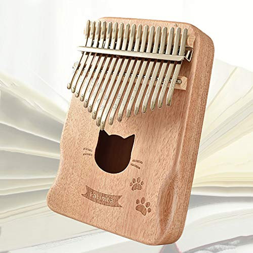 Kalimba 17 Farbverlauf Marimbas Katze / Schmetterling / Sonne / Hirsch Daumen Klavier Mahagoni / Akazie / Tiger Maple Wood Finger Instrument Festival Gift, Mahogany-Cat-D