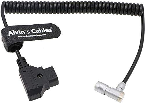 Alvin's Cables PORTKEYS BM5 BM7 Monitor Power Cable Right Angle 4 Pin Female to Anton Bauer D-TAP Male Coiled Power Cord