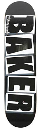 Baker Skateboard Deck O.G. Form, Schwarz-weißes Logo, 8.25