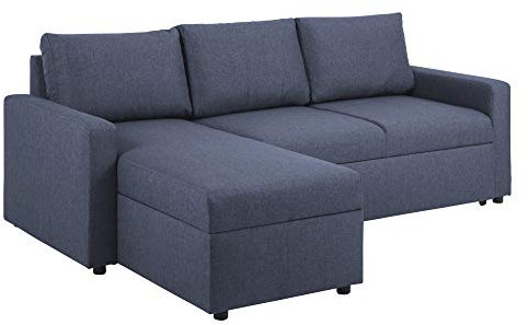 PKline Sander Schlafsofa Ottomane blau Schlafcouch Couch Sofa Gästebett Wohnzimmer