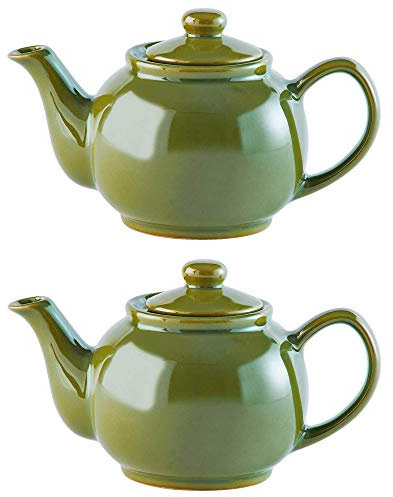 Price & Kensington Traditional Ceramic Tea Serving Teapot 2 Cup Olive Green (Pack of 2)