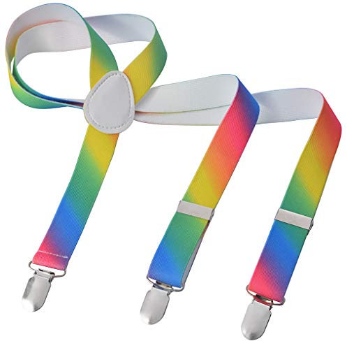 Miobo Long Hosenträger Y Form Style 3er Clips elastisch Schmal Unifarbe und Bunt mit verschiedenen Motiv