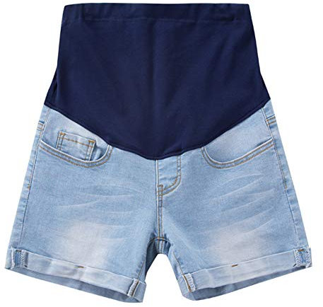 keephen Maternité Shorts Jeans pour Femmes Enceintes - Casual Over Bump Pantalons Courts Grossesse Short en Jean Vêtements de maternité