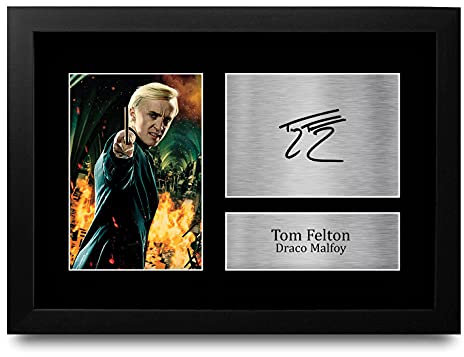 HWC Trading FR A4 Tom Felton Harry Potter Draco Malfoy Geschenke gedrucktes signiertes Autogramm Bild für Film-Fans – A4 gerahmt