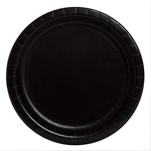 Unique- Piatti Ecologici in Carta-23 cm-Colore Nero-Confezione da 8, Black, 3205EU