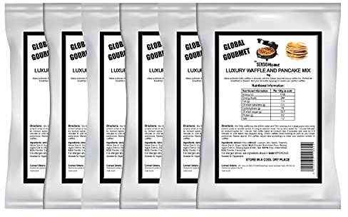 Global Gourmet Luxury Belgian Style Waffle & Pancake Mix 6 x 1KG Complete Ready Mix – for Belgian & Liege Waffles Quick & Delicious Value Size