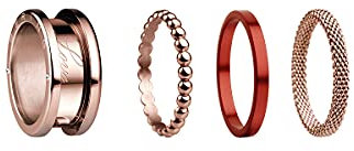 BERING Austauschbar Ring Set für Damen in Rosé Gold & Rot mit einzigartigem Twist- & Change System, Symphony-Set-D