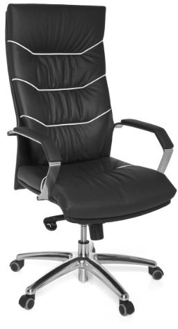 KADIMA DESIGN XXL Chefsessel Kanzas: Echtleder, Soft-Air Formpolster, verchromte Armlehnen, Aluminium-Fußkreuz, 5-Punkt Mechanik