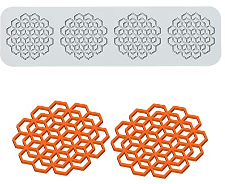 Alfombrilla de encaje de silicona, molde de impresión para manualidades de azúcar, decoración de pasteles comestibles, 4 agujeros Geometría