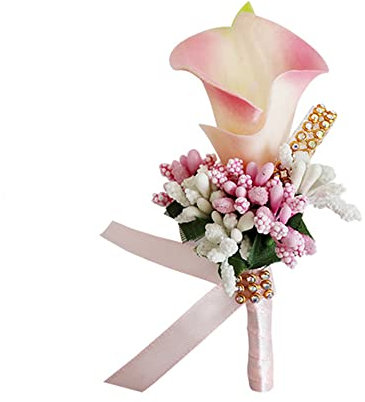 Duories 2 Stück Calla-Lilie Blume Ansteckblume Hochzeit mit Anstecknadel,Hochzeitsblumen Bräutigam Groomsmen Ansteckblume,Hochzeit Zubehör,Boutonniere für Hochzeiten Bankette Jubiläumsdaten(Rosa)
