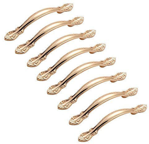 8 Stück Vintage Schubladengriffe Zinklegierung Schlafzimmer Möbelgriff Schrank Bogengriffe Schrankgriffe Türgriffe für Kommode Küchegriffe, Roségold (Hole distance 128mm)