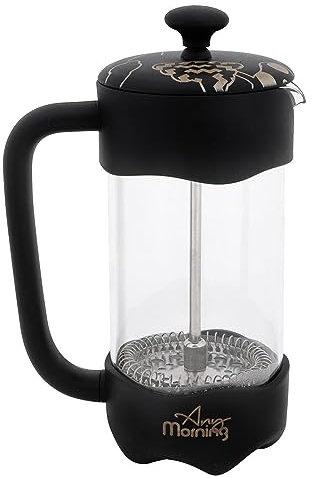 Any Morning FY92 French Press Kaffeebereiter | Kaffeekanne aus Edelstahl | Pressstempelkanne für frischen Filterkaffee | isolierte Kaffeepresse für Zuhause | Reisen | Camping | 350 Ml | Schwarz