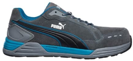 PUMA Safety AIRTWIST Low arbetssko säkerhetssko S3 ESD HRO SRC fiberglaslock penetrationsskydd halkfri värmebeständig metallfri män, GRÅ, 46 EU