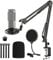 Frgyee AT2020 Einstellbare MikrofonStänder Aufhängung Scherenarm mit Pop Filter, Windschutz, 4 Kabelbindern, Verbesserte Robuste Klemme, für AT2020USB+ AT2035 Audio Technica Kondensator Studiomikrofon