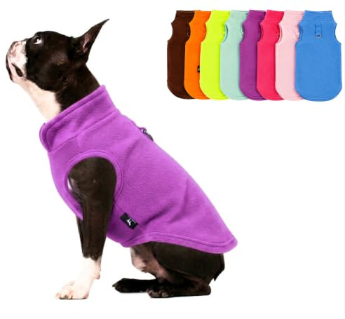 JACKO & CO Fleece-Weste mit Ring für die Leine – weich, leicht, atmungsaktiv für Welpen, kleine, mittelgroße Hunde, Kätzchen, Katzen, Chihuahua, warm für Herbst/Winter (Lila, Größe M, 2,7-4,5 kg)