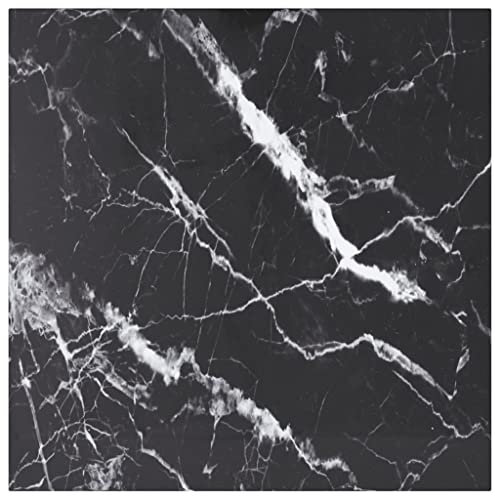 WIFESE 60x60 cm Tischplatte Hartglas in Marmoroptik Couchtisch Beistelltisch Glasplatte Coffee Table Multiplex Platte Glasplatte Tisch Tabletop Glasscheiben Tischplatten Schwarz 6 mm