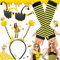 Mikqky 3 Stück Erwachsen Karneval Cosplay Bienen Kostüm, Bienenkostüm Kinder Erwachsene, Biene Brille, Bienen-Antennen-Stirnband, Biene Kostüm Accessoire Set, Biene mit Fühlern für Party, Biene Kostüm