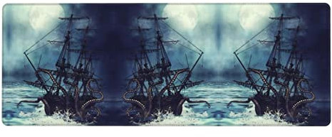 Kraken Tapis de souris antidérapant pour bureau ou jeu Motif bateau pirate