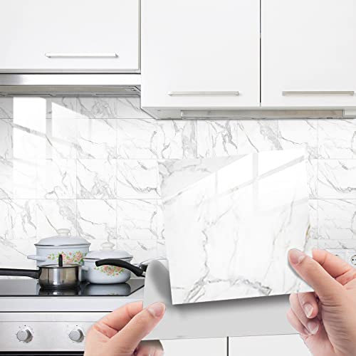 HORIWE Marble Tile Stickers Vintage Wall Decal Sticker Adhesive Tile Art DIY Kitchen Bathroom Backsplash Home Decor PVC Waterproof Oil Proof New 20pc