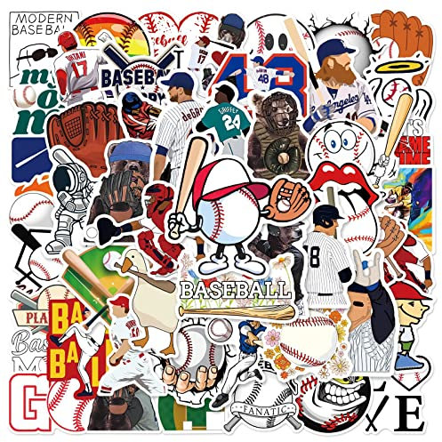 Baseball Aufkleber 50 Stück für Wasserflaschen, niedliche Baseball Geschenke Sport Aufkleber für Kinder, Teenager, Erwachsene
