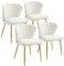 Sepnine® Esszimmerstühle Samt 4er Set, Moderner Küchenstuhl, Polsterstuhl Esszimmer, Ergonomischer Essstuhl mit goldenen Beinen für Wohnzimmer, Schlafzimmer, Küche (Weiß)