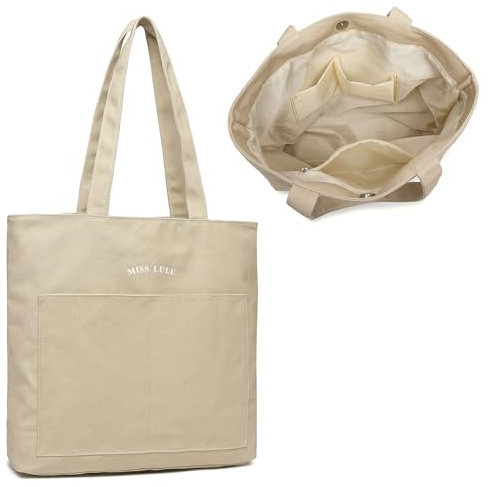 Miss Lulu Damen Shopper große Tote Bag Kapazität anglebig, umweltfreundliche Taschen für Shopping, Schule, Ausflüge