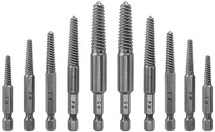 Bestgle 10 Piezas Extractor de Tornillos Rotos, Extractor de Tornillos Rotos para Extraer Tornillos Dañados Extractor de Tornillos Profesional