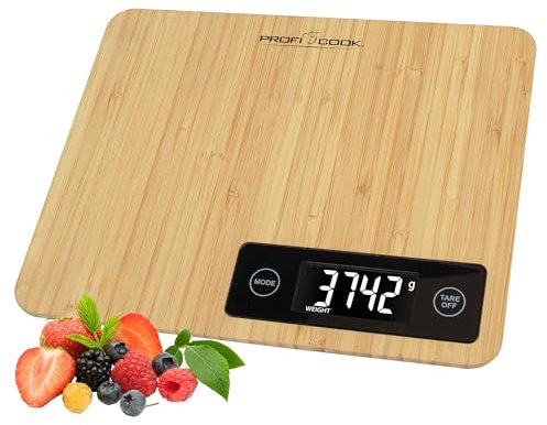 ProfiCook® PC-KW 1271 Balance de cuisine numérique 100% bambou Plage de mesure jusqu'à 5000 g Balance de cuisine numérique avec unités de mesure à commander Écran LCD Fonction tare