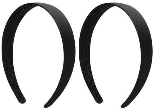 WLLHYF 2 Stück Satin-Stirnbänder 2,5 cm breit hartes Kopfband modisches solides Stirnband rutschfest einfarbig Haarbänder DIY-Haarschmuck für Frauen Mädchen Halloween Weihnachten (2.5cm Schwarz)