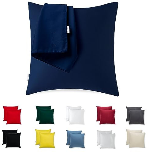 Kissenbezug 80x80 – Mikrofaser Oeko-TEX Zertifiziert – Dunkelblau – 2er Set Kopfkissenbezug für Kissen 80 x 80 Weich & Atmungsaktiv – Kissenbezüge Hypoallergen Waschbar mit Verdecktem Reißverschluss