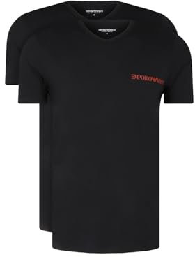 Emporio Armani Core Logoband V-Neck 2-Pack T-Shirt Camiseta, Negro/Negro, XL (Pack de 2) para Hombre